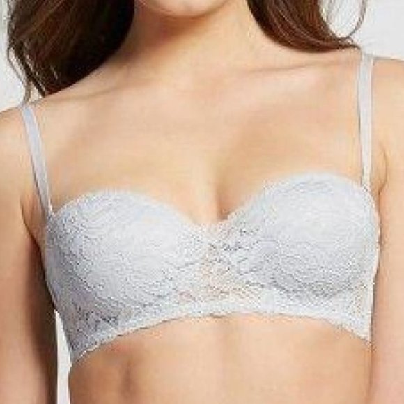 Xhilaration Lace Lightly Lined Convertible Strapless UW Bra 32A Silver Foil NWT - Picture 11 of 13